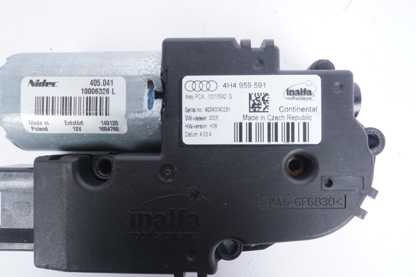 2011-2018 AUDI A8 L QUATTRO PANORAMIC SUN MOON ROOF MOTOR 4H4959591 OEM
