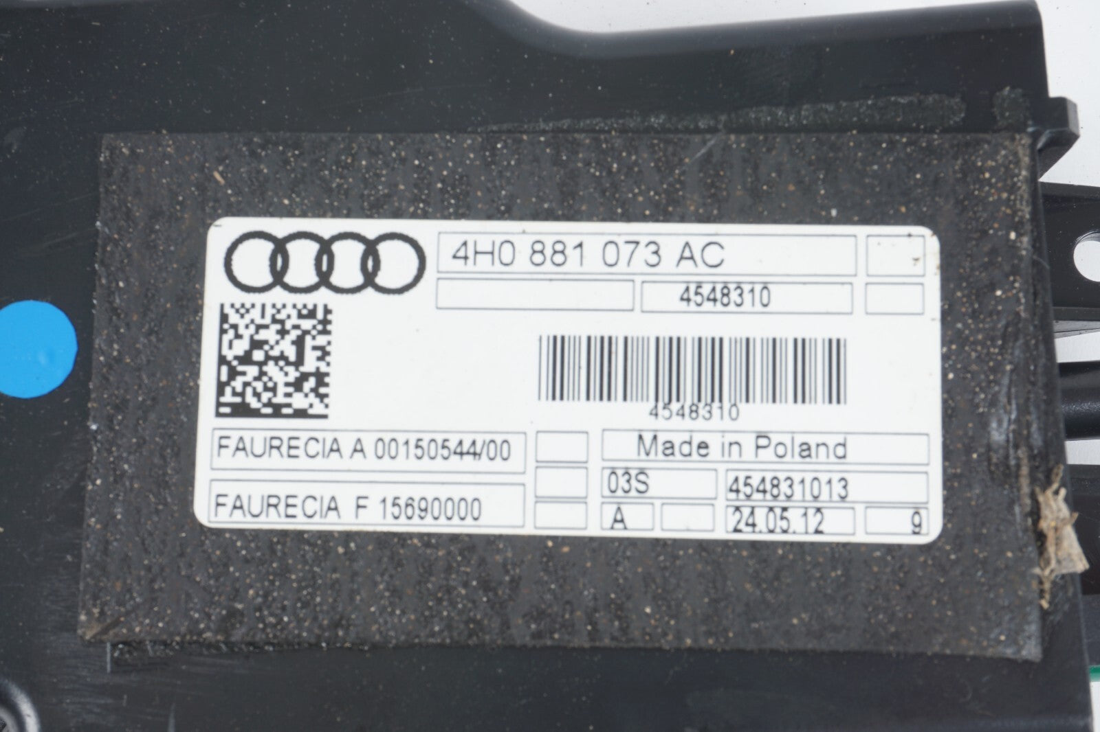 11-17 AUDI A8 A8L S8 FRONT LEFT DRIVER SEAT AIR PUMP 4H0881073AC OEM