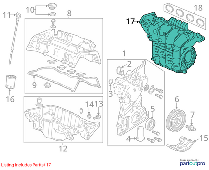 2016 - 20212ACURA ILX 2.4L ENGINE INTAKE MANIFOLD OEM 2020 2019 2018 2017