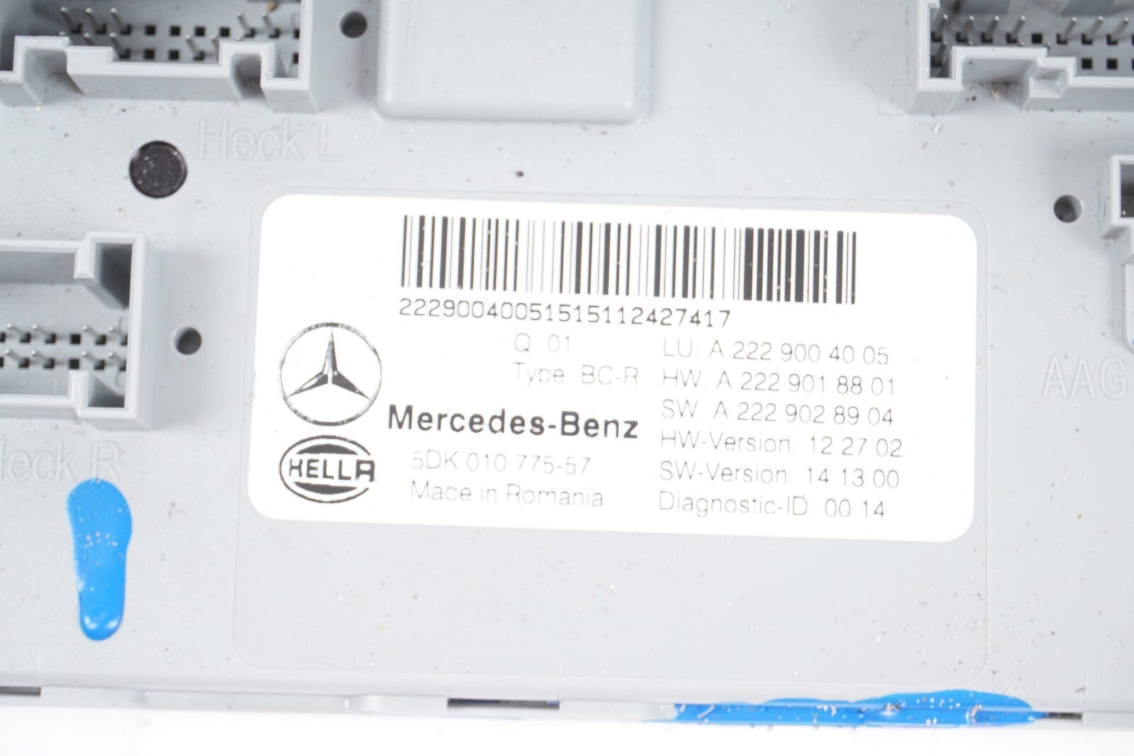 14-17 Mercedes W222 S600 S550 S63 S65 Rear Trunk Relay SAM Module 2229004005 OEM