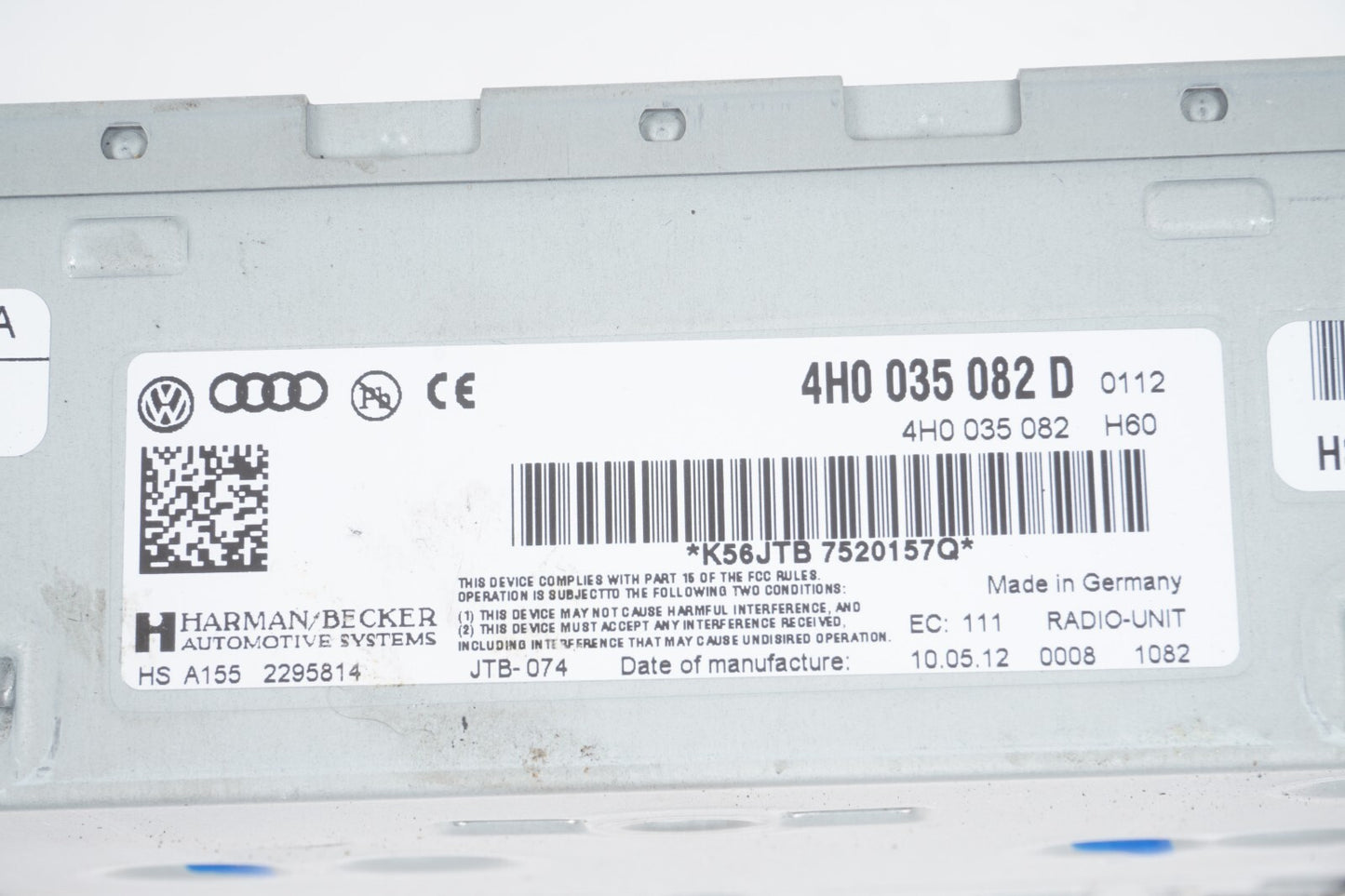 11-17 AUDI A8 A8L S8 RADIO TUNER RECEIVER 4H0035082D   OEM