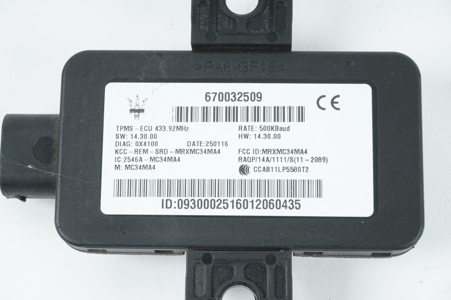 14-20 MASERATI QUATTROPORTE TPMS TIRE PRESSURE MONITORING CONTROL MODULE OEM