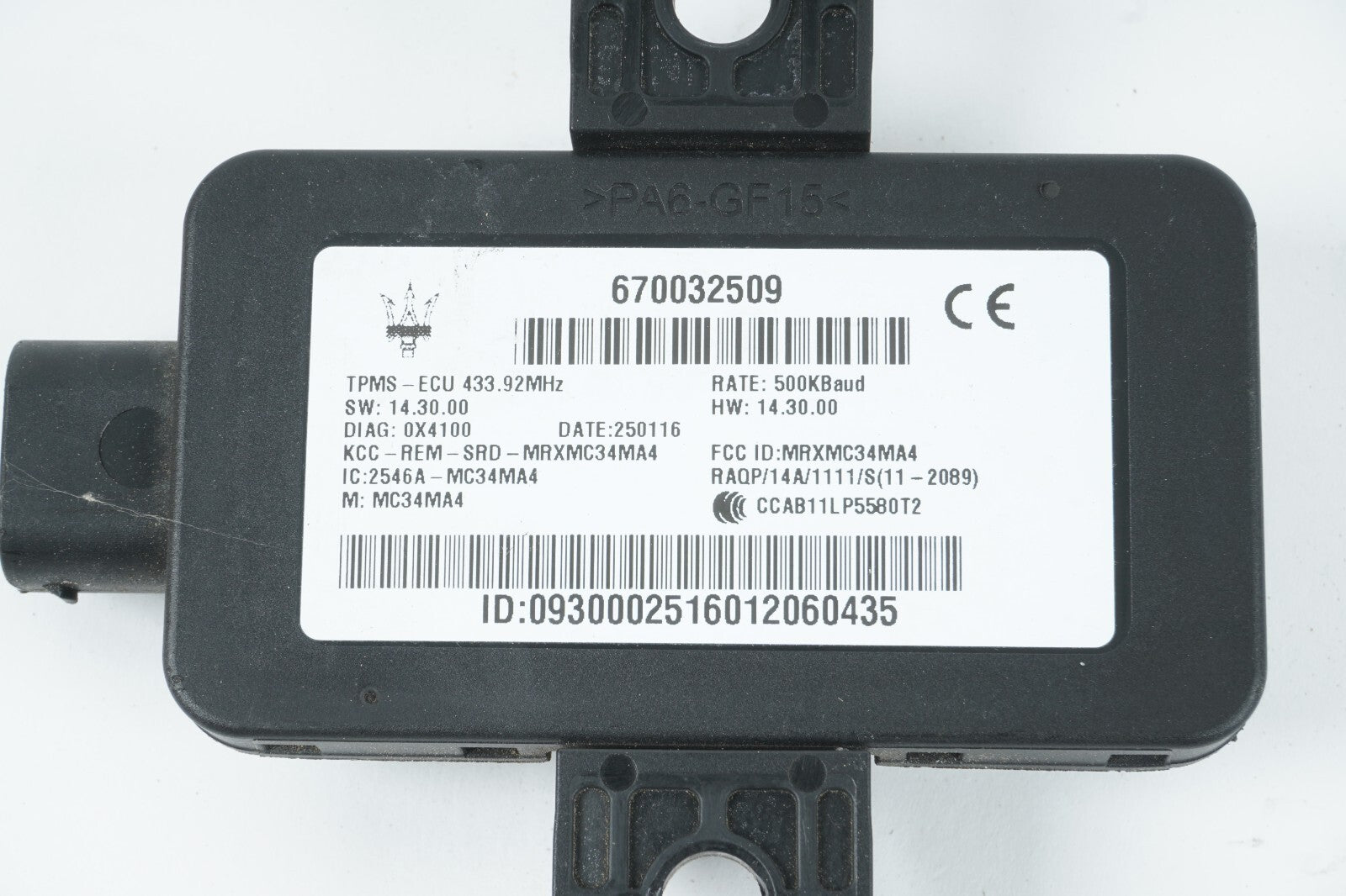 14-20 MASERATI QUATTROPORTE TPMS TIRE PRESSURE MONITORING CONTROL MODULE OEM