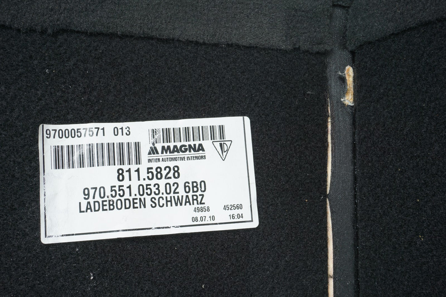 10 - 16 PORSCHE PANAMERA TRUNK CARGO SPARE FLOOR CARPET COVER  OEM