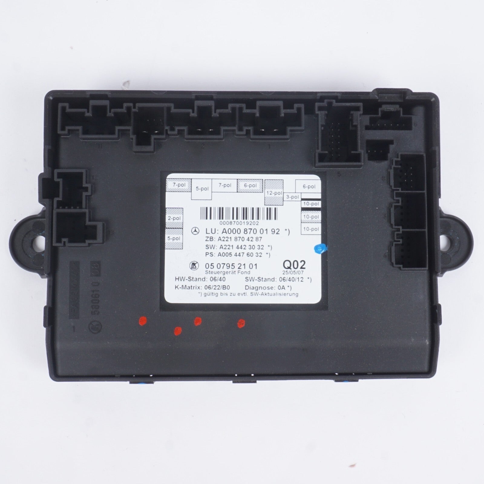 07-13 Mercedes W221 S550 S63 Rear Right Passenger Side Door Control Module OEM