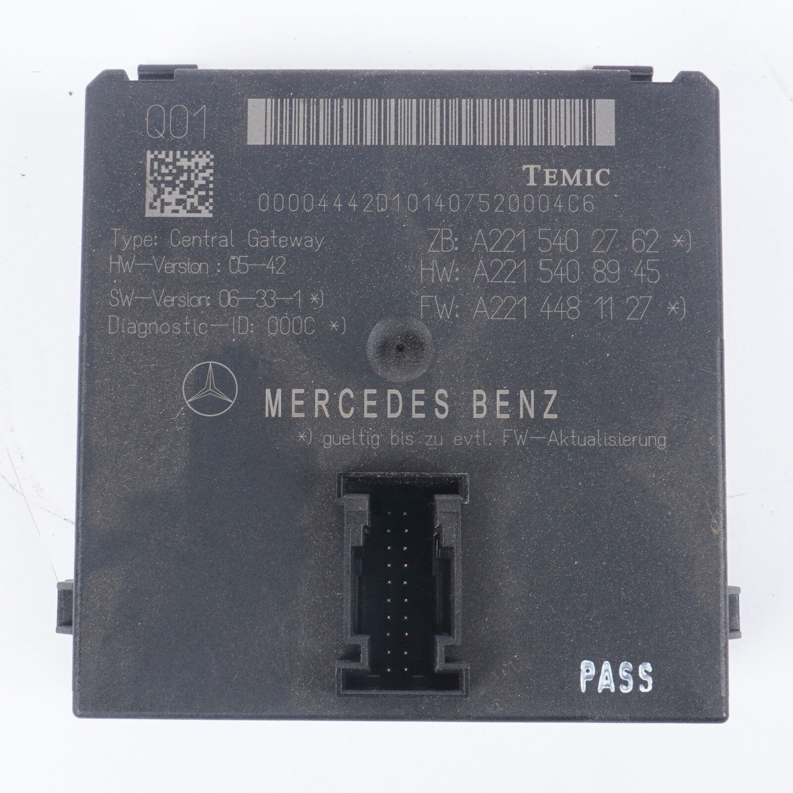 07-14 Mercedes W216 CL63 S550 Central Gateway Control Module 2215402762 OEM