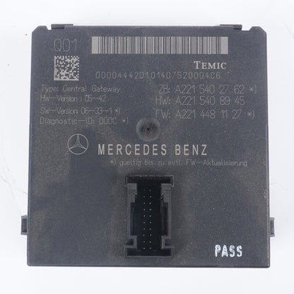 07-14 Mercedes W216 CL63 S550 Central Gateway Control Module 2215402762 OEM