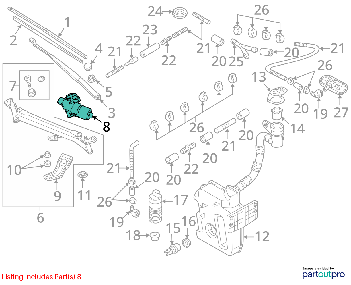 2012-2022 Volkswagen Passat Windshield Wiper Motor & Linkage OEM