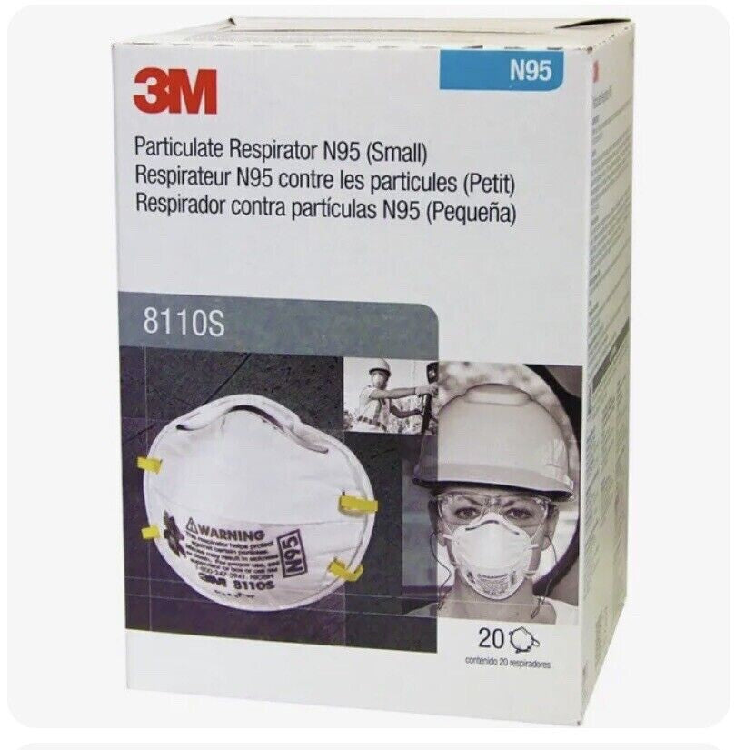 3M 8110S Size SMALL, N95 Particulate Respirator, 1 Box Of 20 Masks NIB Authentic