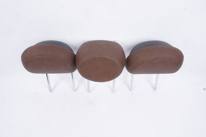 2016-2017 FIAT 500X REAR LEFT RIGHT CENTER HEADREST HEAD REST SET BROWN LEATHER