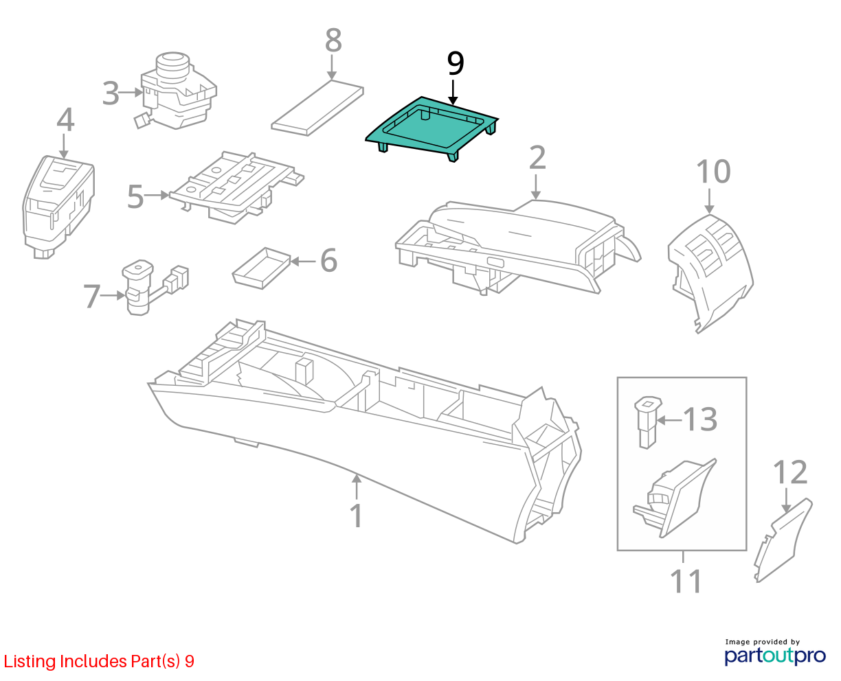 10-13 Mercedes W207 E350 E550 Coupe Center Console Shift Shifter Bezel Trim OEM