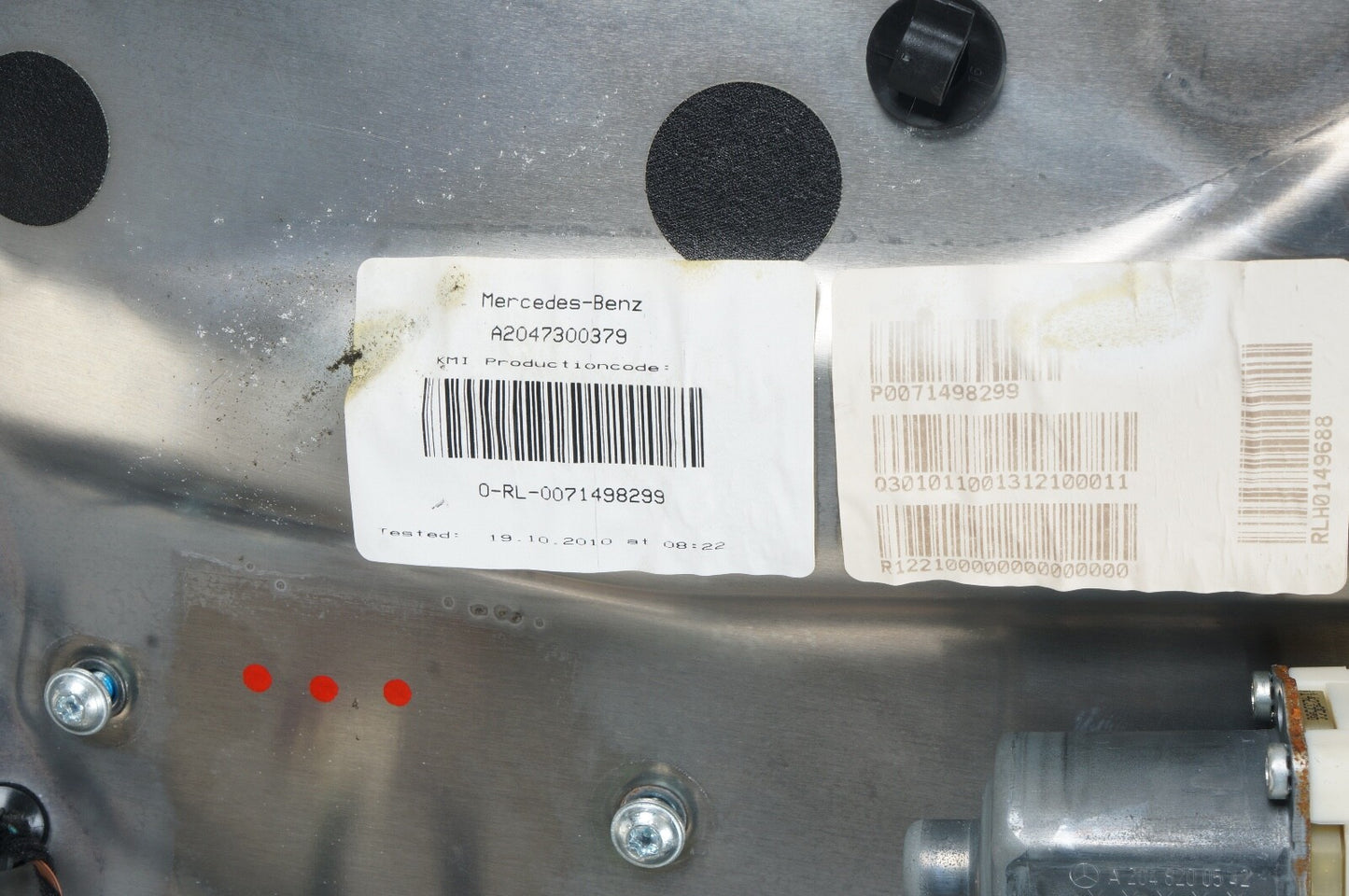 2008 - 2014 MERCEDES C300 C250 REAR LEFT DOOR INNER PANEL WINDOW REGULATOR OEM