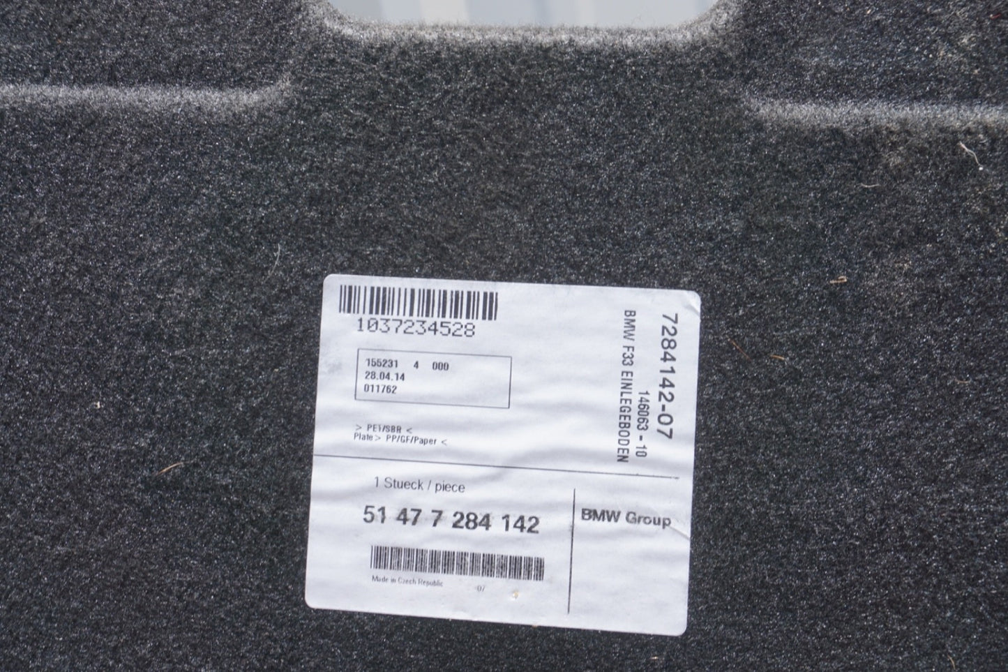 2014 - 2020 BMW 428I 430I 435I  Trunk Floor Carpet Mat Cargo Liner Cover Liner
