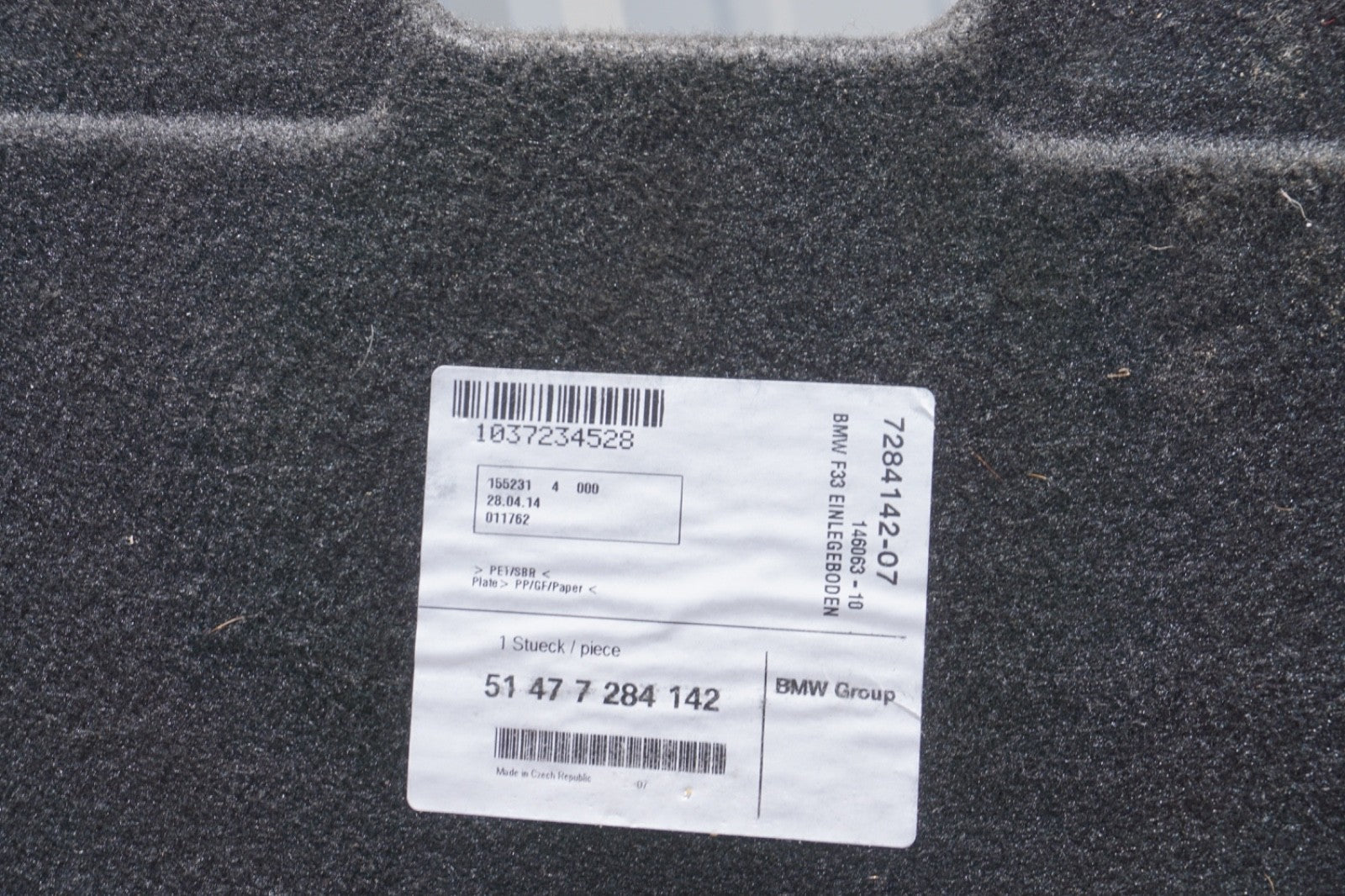 2014 - 2020 BMW 428I 430I 435I  Trunk Floor Carpet Mat Cargo Liner Cover Liner
