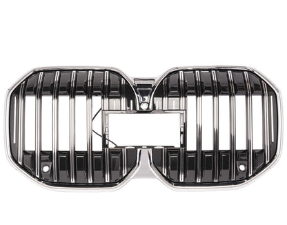 For 2024 BMW 7 Series G70 Glossy Chrome LED Front Bumper Grill Grille Trim