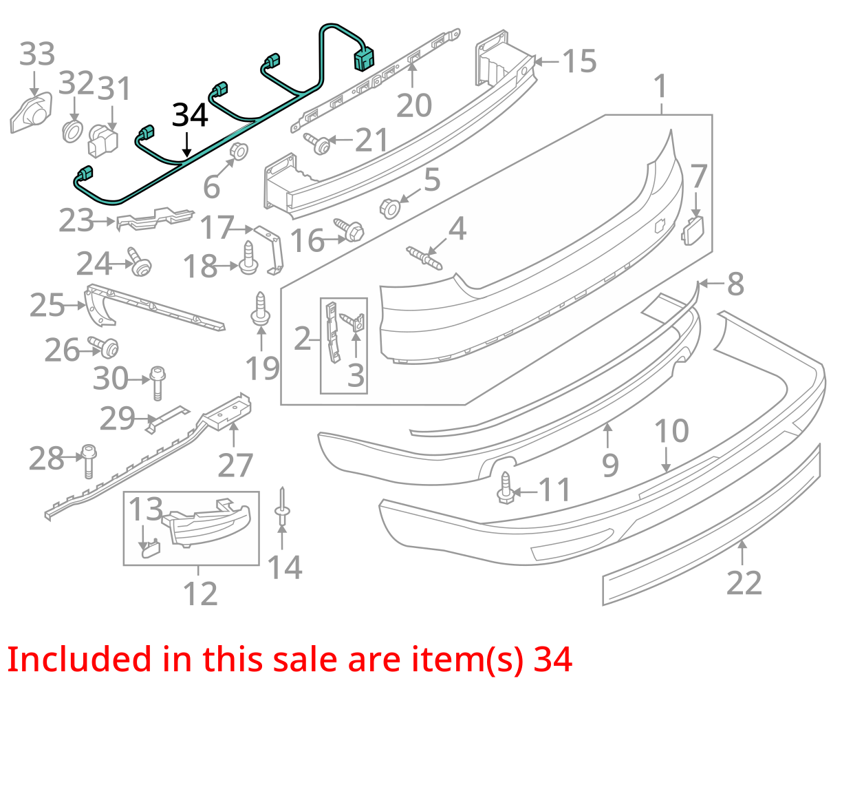2011 - 2014 AUDI A8 REAR PARK ASSIST SESNSORS W/ WIRE HARNESS OEM