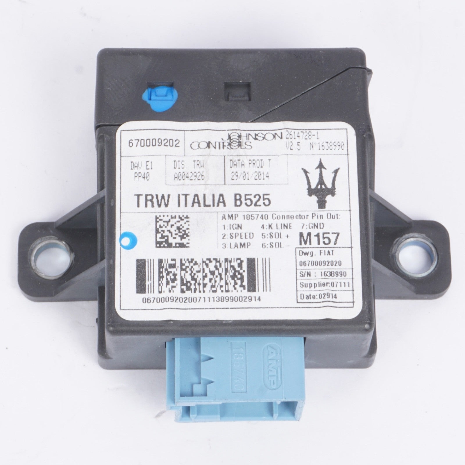 2014 - 2019 MASERATI GHIBLI M157 POWER STEERING CONTROL MODULE 670009202 OEM