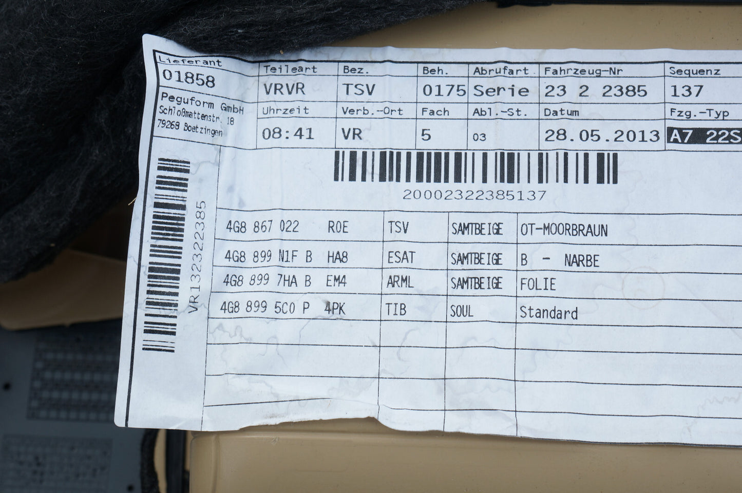 2012-2014 AUDI A7 FRONT RIGHT PASSENGER SIDE DOOR PANEL TRIM OEM
