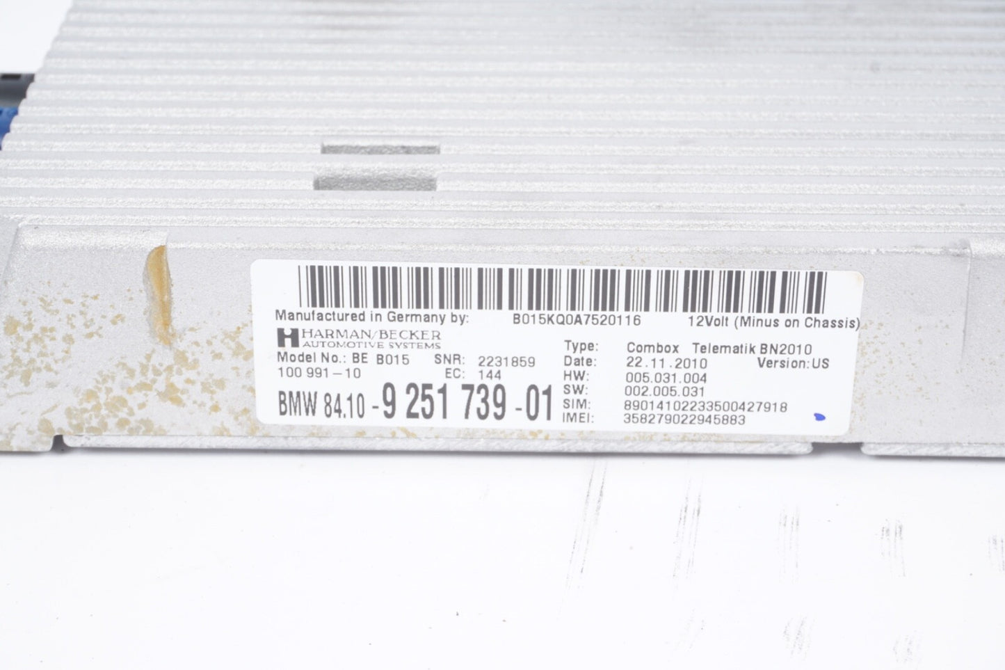12-15 BMW 3 4 5 6 7 BLUETOOTH COMMUNICATION GPS CONTROL MODULE 9257153 OEM