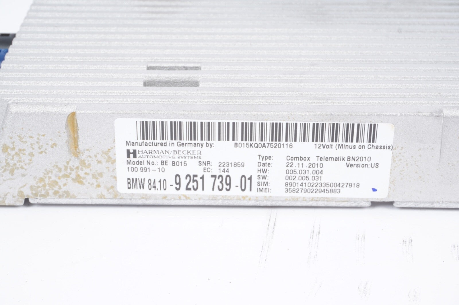 12-15 BMW 3 4 5 6 7 BLUETOOTH COMMUNICATION GPS CONTROL MODULE 9257153 OEM