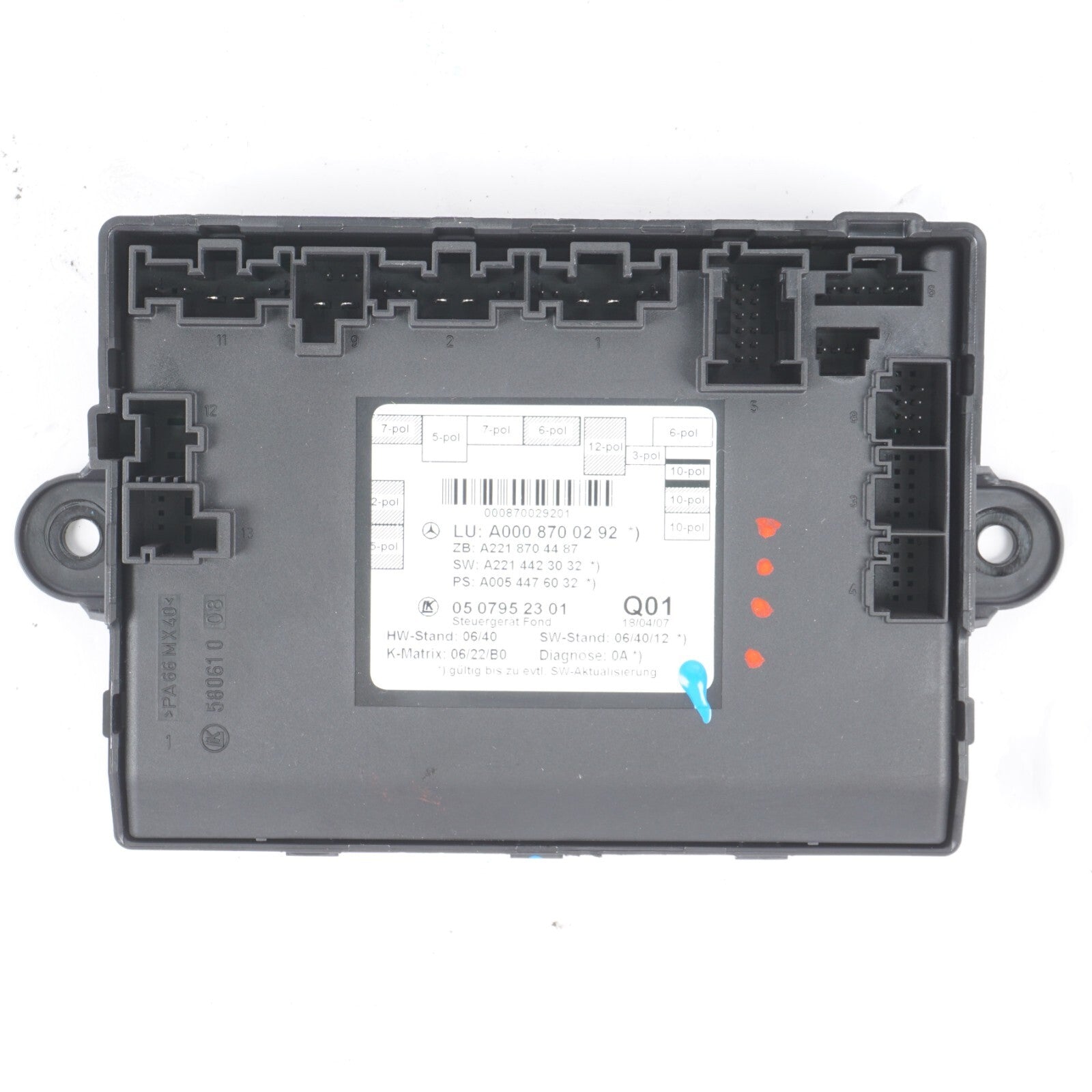 07-13 Mercedes W221 S550 S600 Rear Right Passenger Side Door Control Module OEM