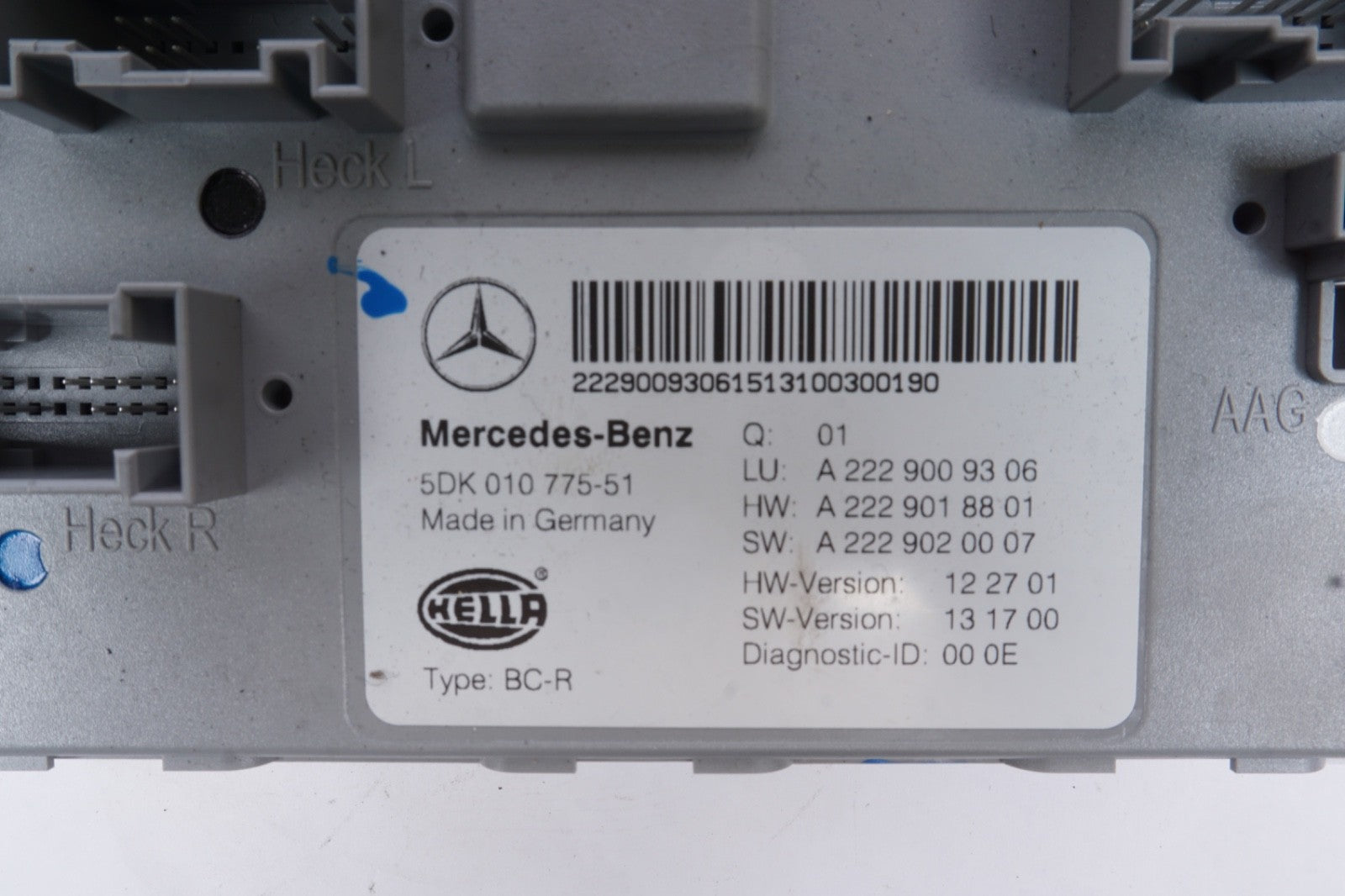 2014 - 2017 Mercedes W222 S550 Rear Trunk SAM Control Module 2229006807 OEM