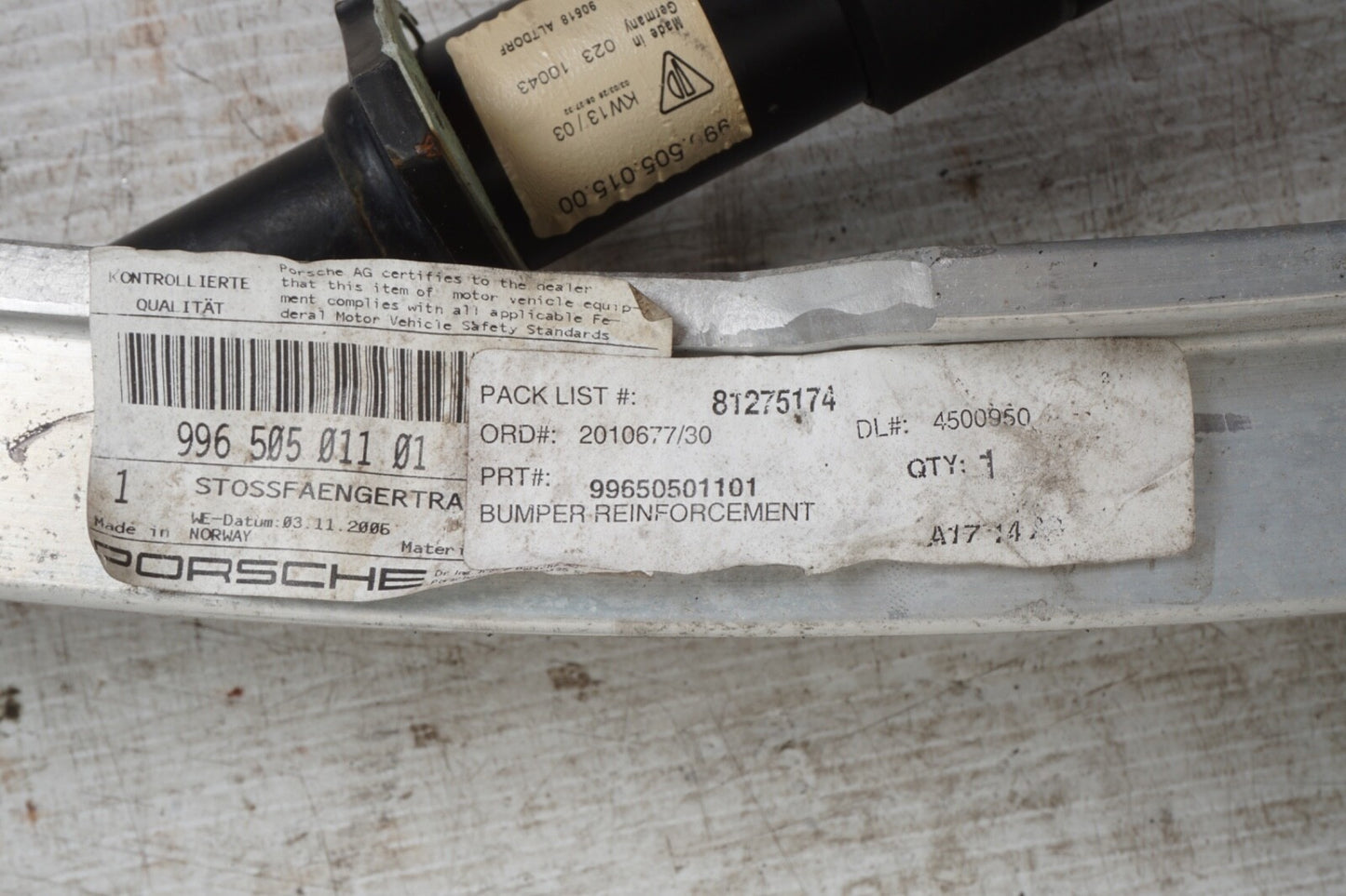 1997-2004 Porsche 911 Boxster Front Bumper Reinforcement Shocks