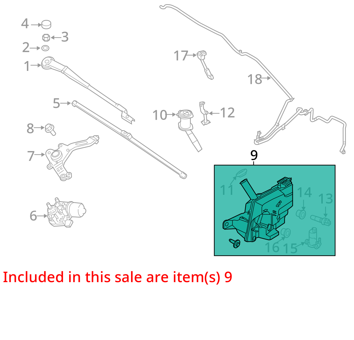 2012-2018 Ford Focus Sedan Washer Fluid Reservoir Assembly OEM