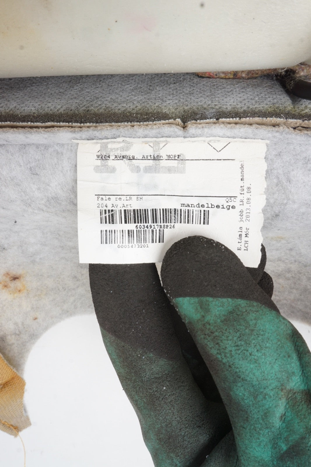 2010 - 2014 Mercedes C250 Front Right Upper Seat Backrest Cushion