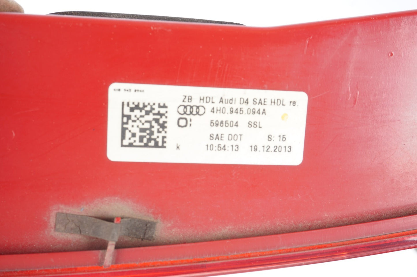 12-14 AUDI A8L A8 TAIL LIGHT INNER REAR RIGHT PASSENGER SIDE   OEM