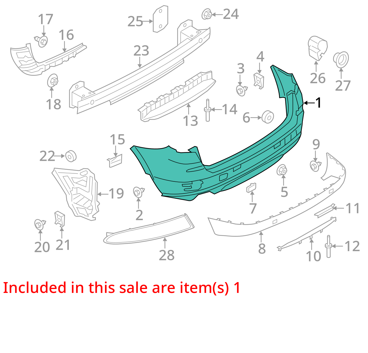2011-2014 BMW F25 X3 Rear Bumper Cover Tim PDC Deep-Sea Blue Metallic OEM