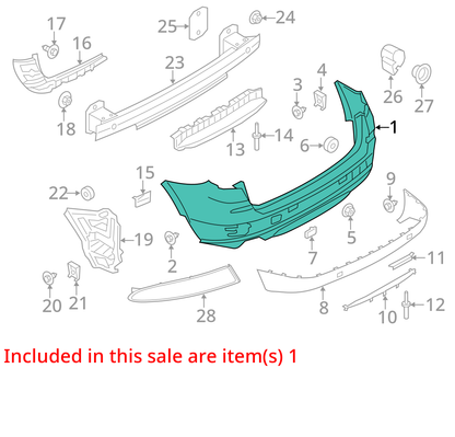 2011-2014 BMW F25 X3 Rear Bumper Cover Tim PDC Deep-Sea Blue Metallic OEM