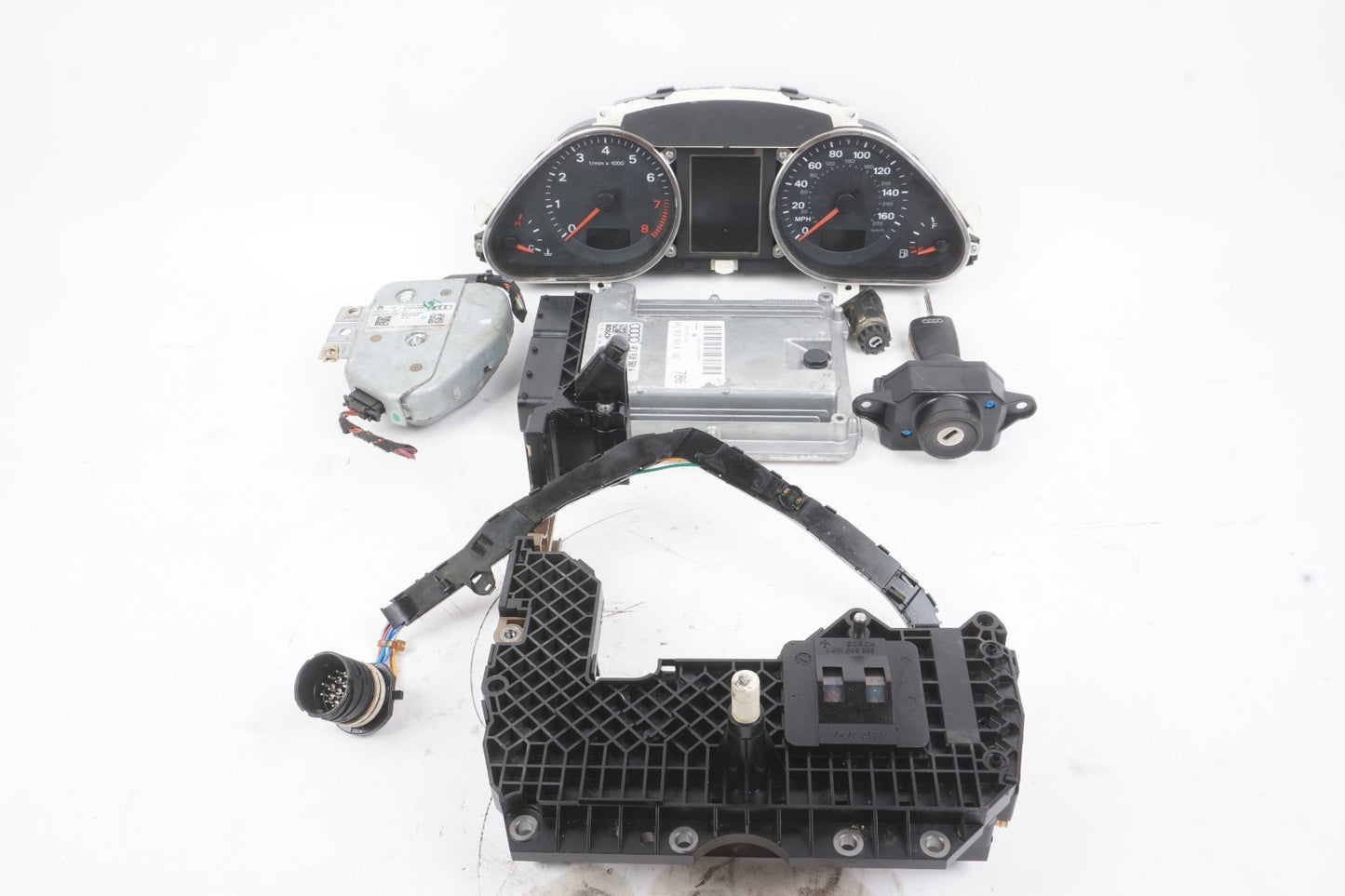 2007 2008 Audi A6 4.2L Ignition Set Key Lock Module Instrument Cluster OEM