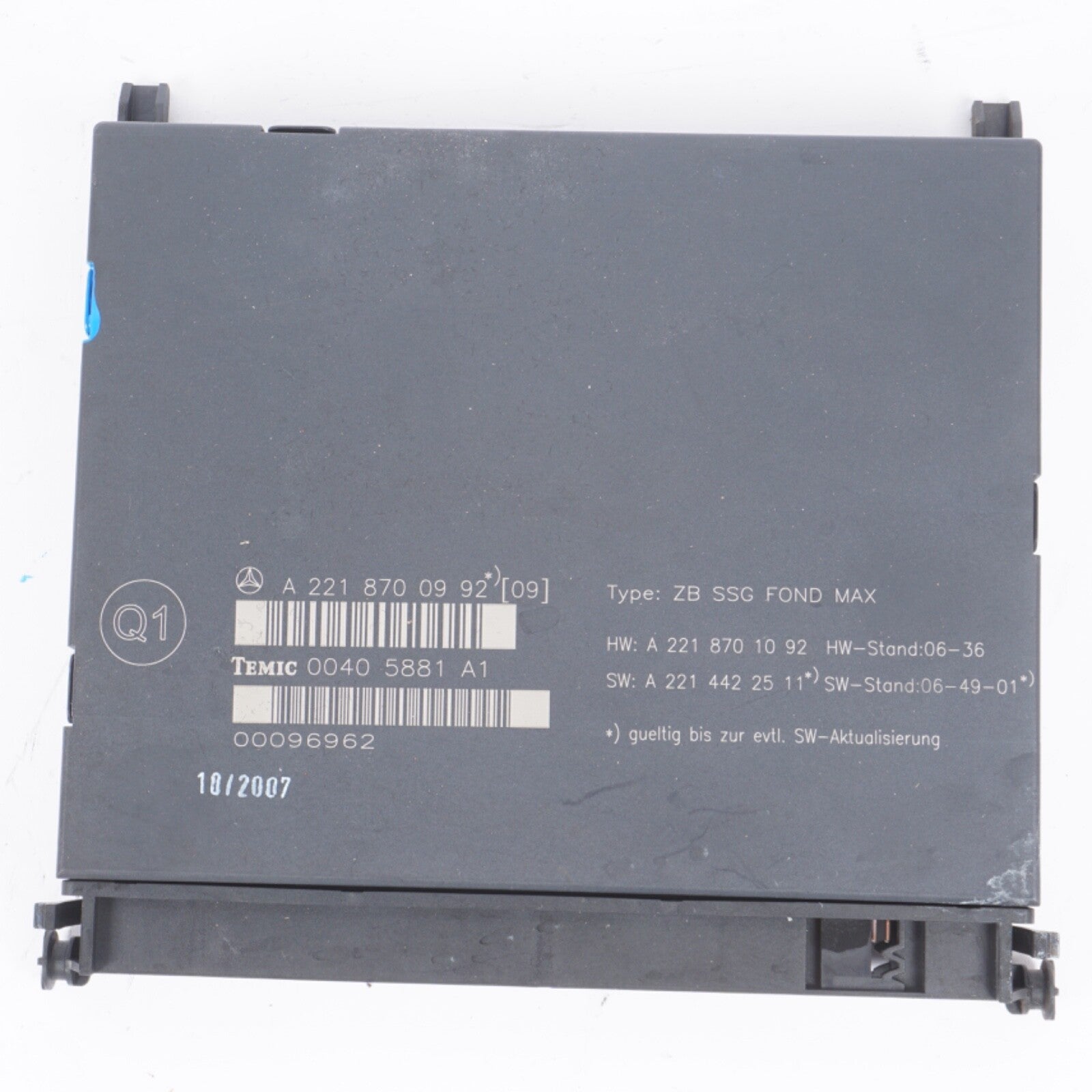 07-13 Mercedes W221 S63 AMG S550 Rear Seat Control Unit Module 2218700992 OEM