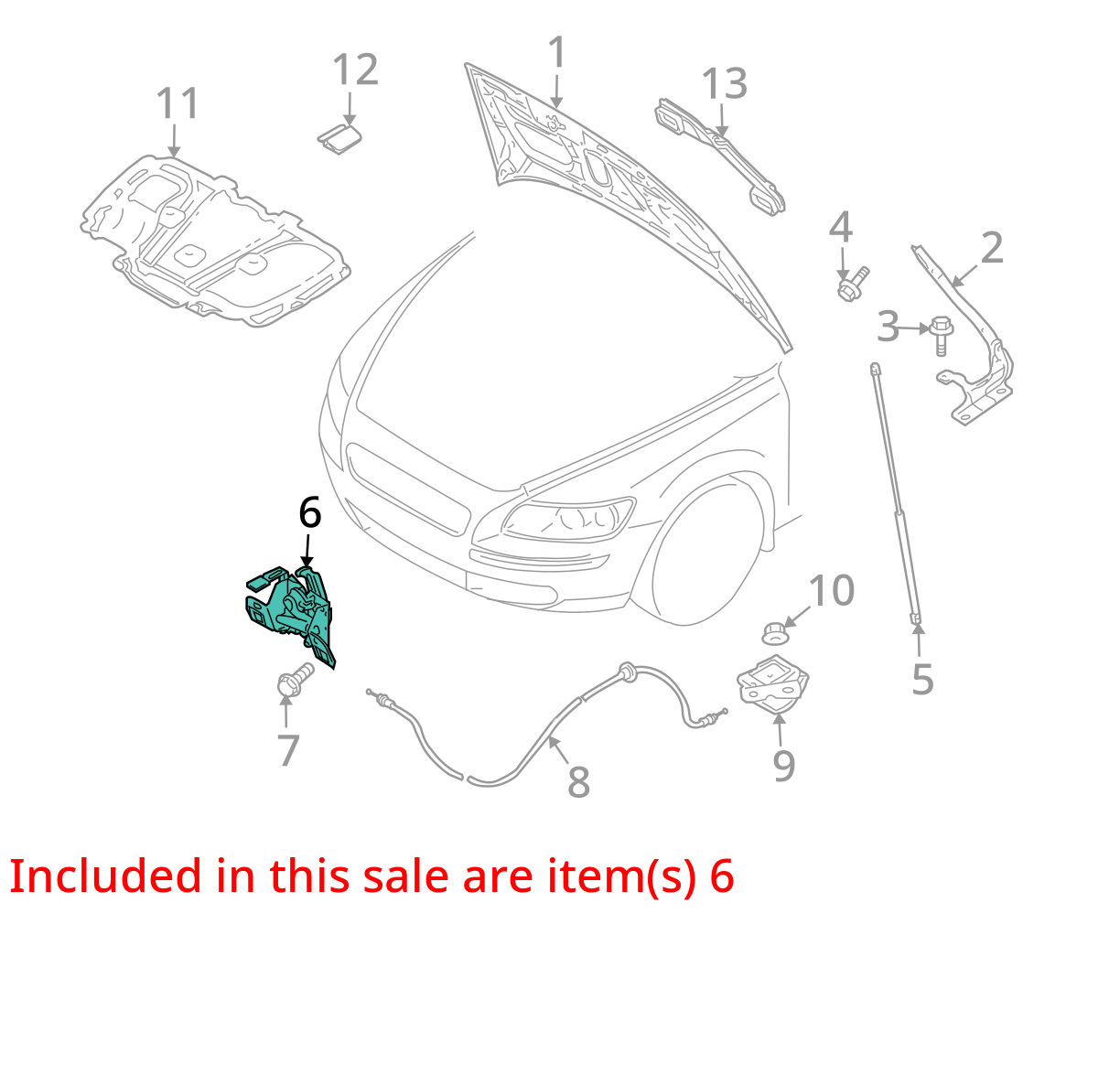 2006-2013 Volvo C70 2.5L At Fwd Convertible 2-Door Hood Latch Lock Unit 30716529