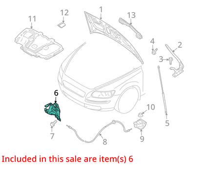 2006-2013 Volvo C70 2.5L At Fwd Convertible 2-Door Hood Latch Lock Unit 30716529