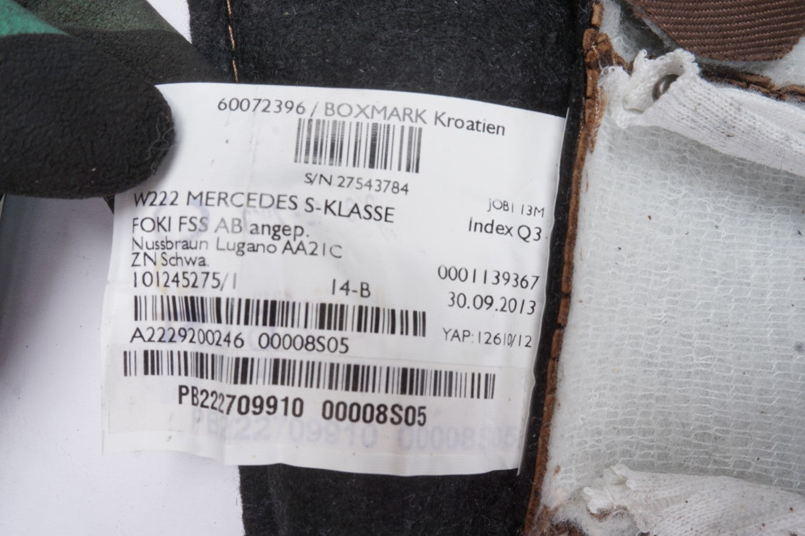 2014 - 2017 Mercedes S550 W222 OEM Rear Bottom Cushion Seat OEM