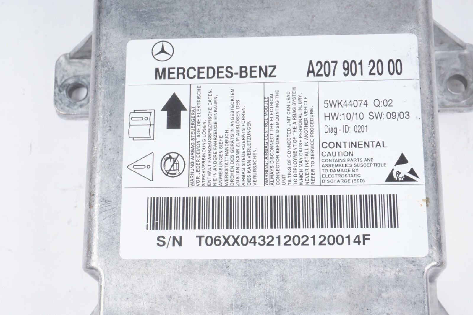 2011-2014 Mercedes-Benz E350 E550 Control Module, Sdm Module, Control HAS CRACH