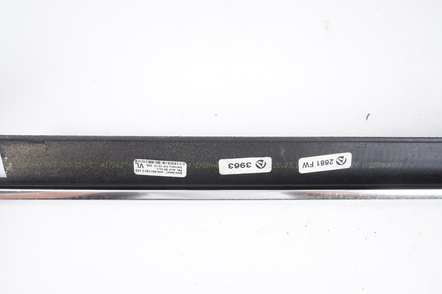 11-17 AUDI A8L FRONT LEFT DRIVER SIDE DOOR WINDOW BELT MOLDING CHROME OEM