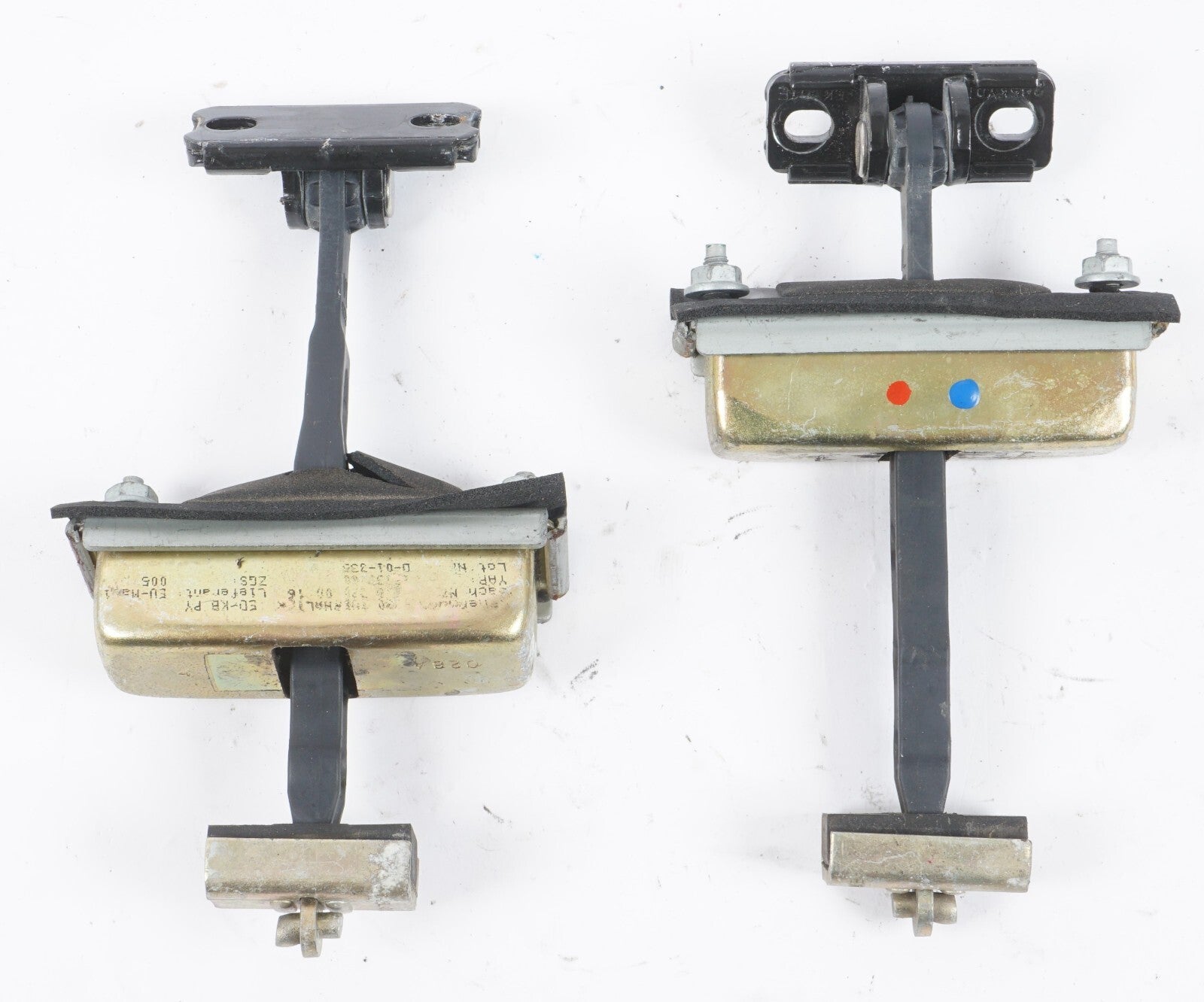 03-12 Mercedes R230 SL500 DOOR HINGE CHECK STRAP STOPPER SET OF 2 OEM