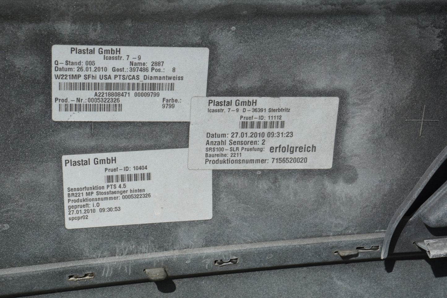 2010 - 2013 MERCEDES-BENZ S550 REAR BUMPER COVER OEM