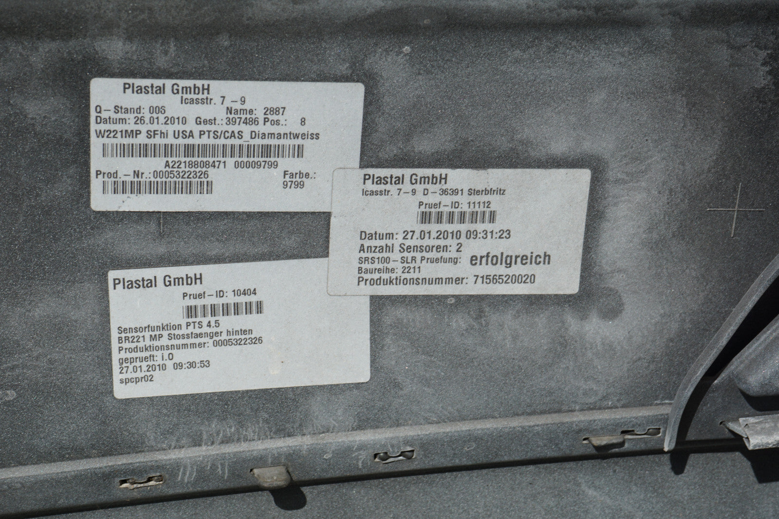 2010 - 2013 MERCEDES-BENZ S550 REAR BUMPER COVER OEM