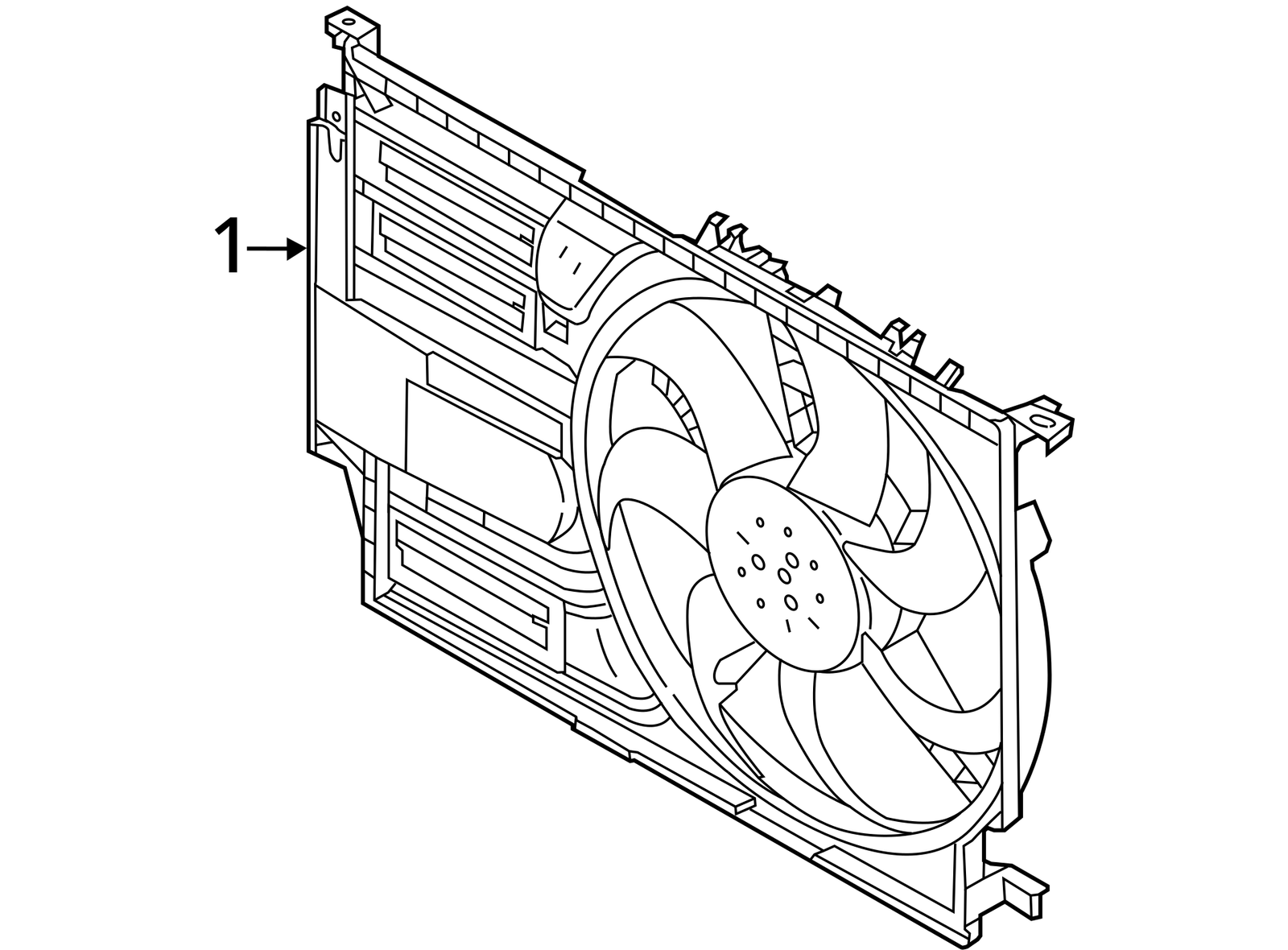 2016 - 2023 OEM BMW F39 F48 X1 X2 Radiator Cooling Fan Motor Shroud Assembly