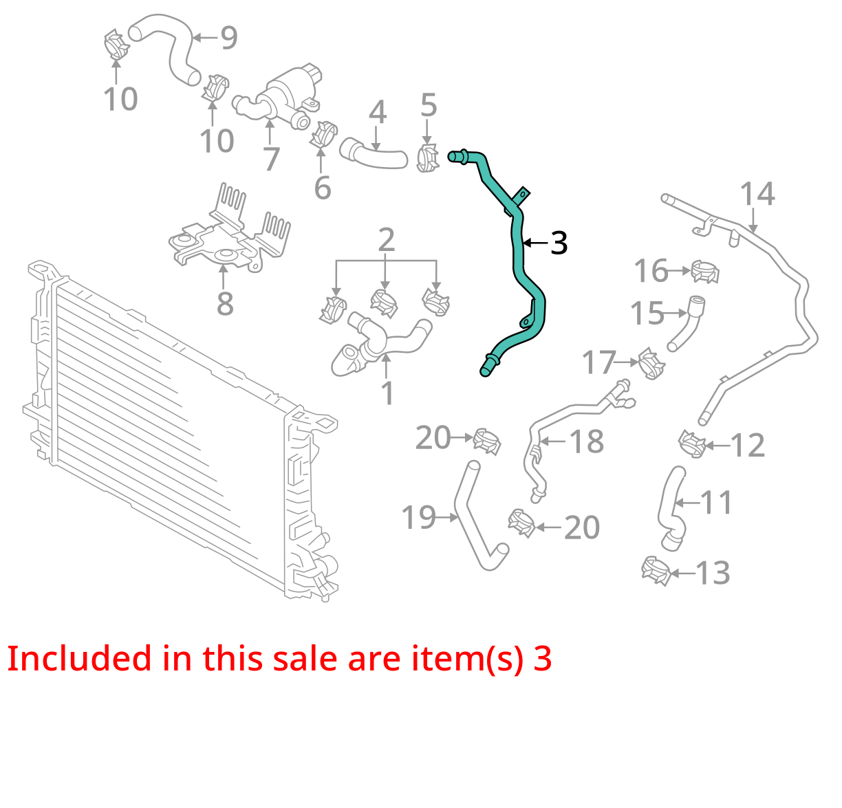 2011 - 2012 Audi A8 Quattro Rear Left Coolant Hose Tube Line OEM