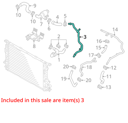 2011 - 2012 Audi A8 Quattro Rear Left Coolant Hose Tube Line OEM