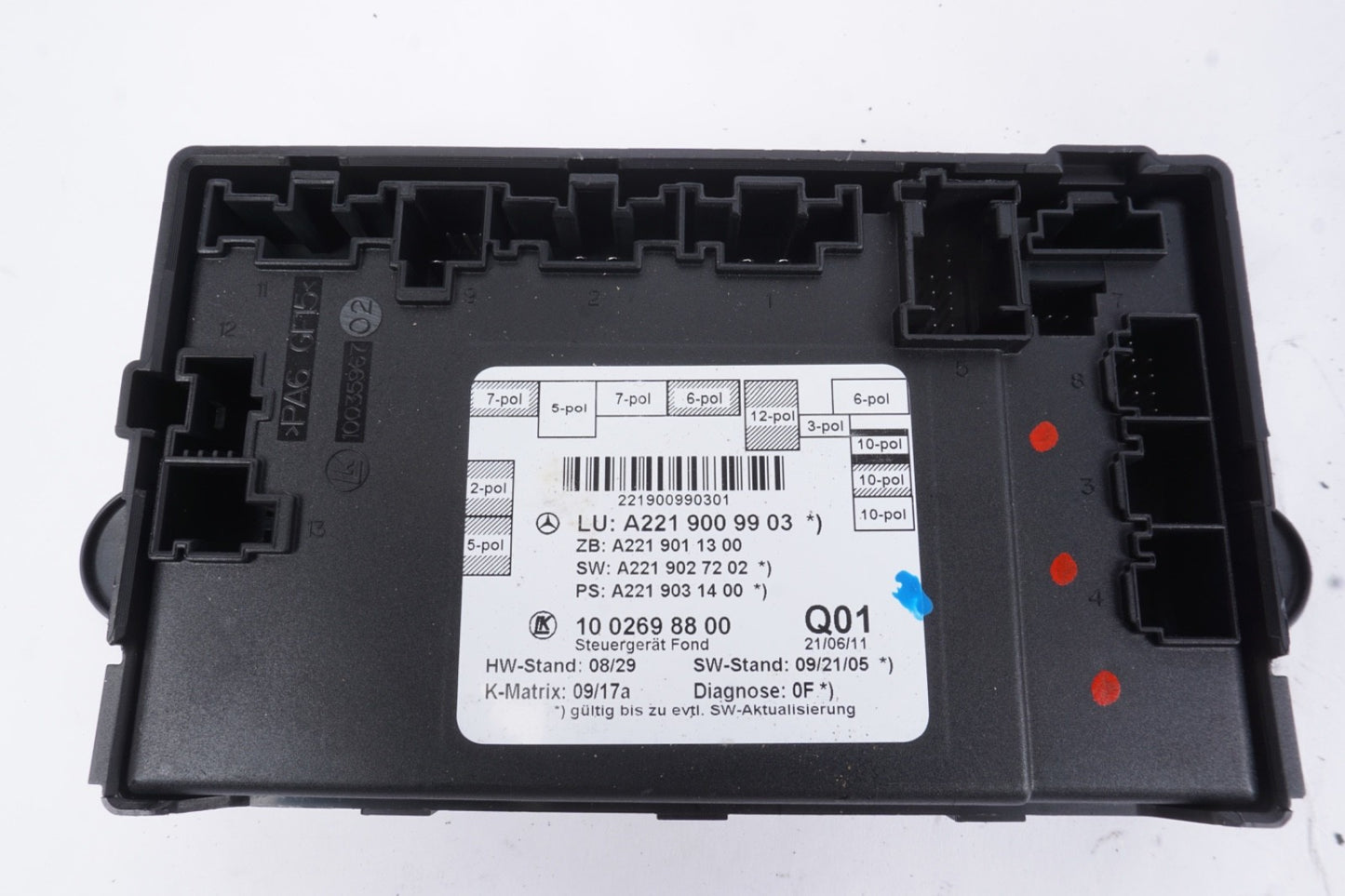 07-13 Mercedes W221 S550 S65 AMG Rear Door Control Module 2219009903 OEM