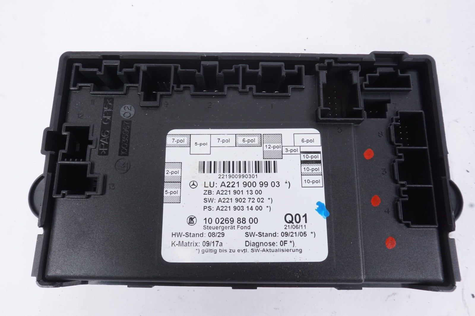 07-13 Mercedes W221 S550 S65 AMG Rear Door Control Module 2219009903 OEM