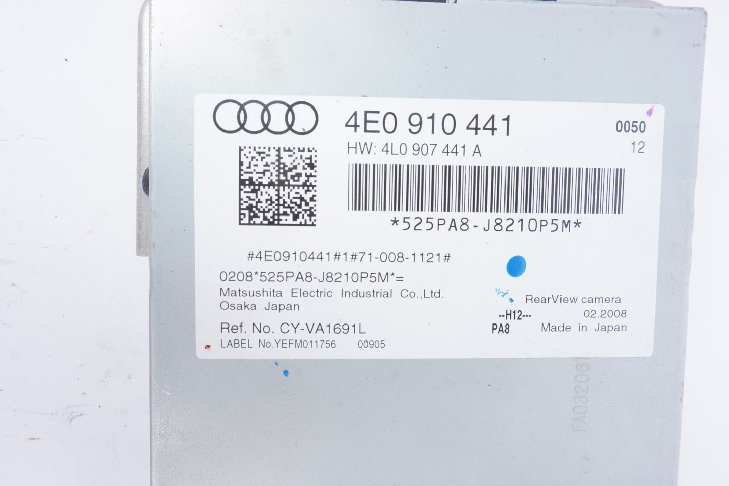 2004  - 2010 Audi A8 A8L Park Assist Camera Control Module 4E0910441 OEM