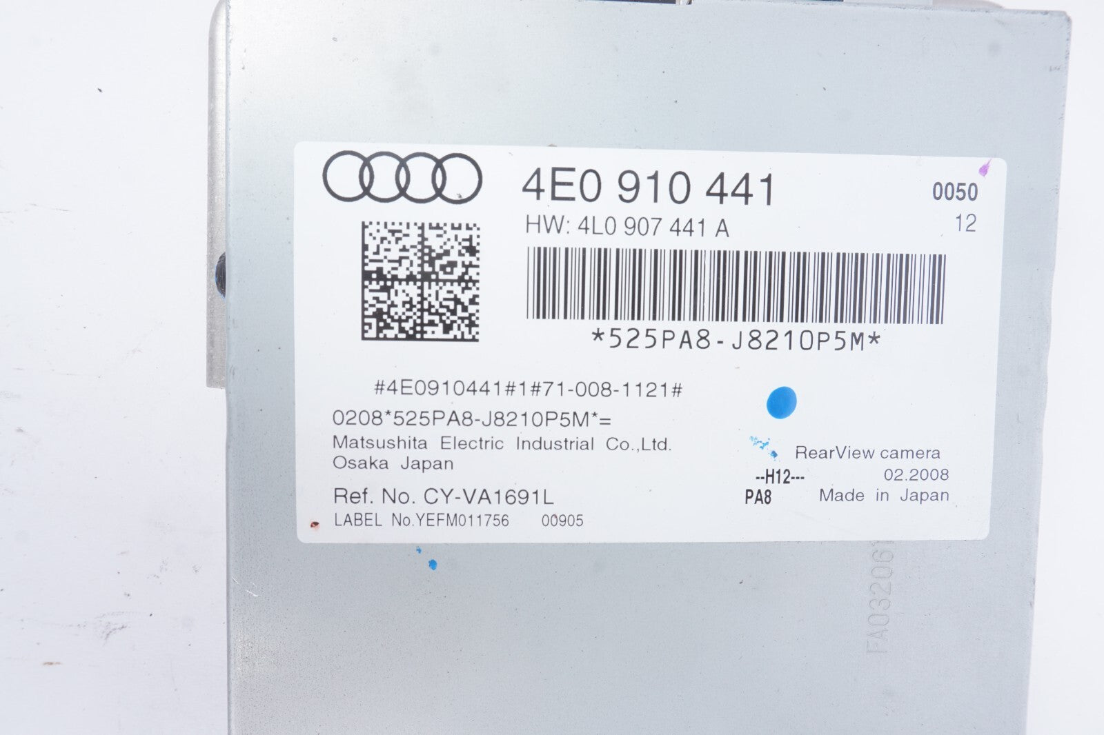 2004  - 2010 Audi A8 A8L Park Assist Camera Control Module 4E0910441 OEM
