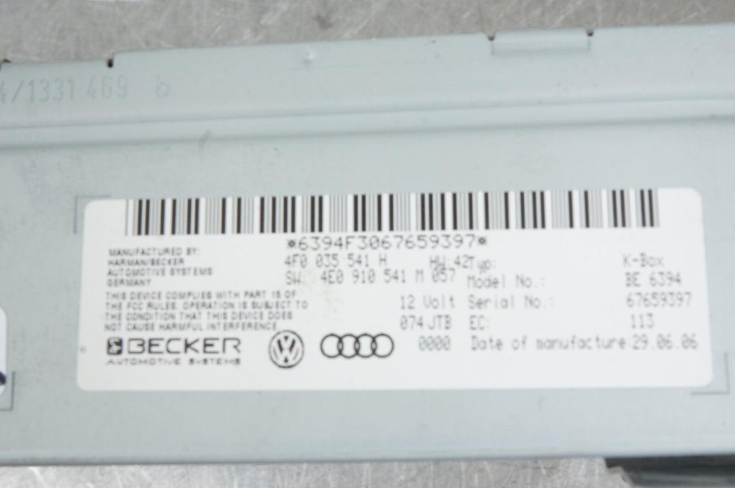 2005-2006 AUDI A6 - K-Box Radio / Stereo Tuner Receiver 4F0035541H